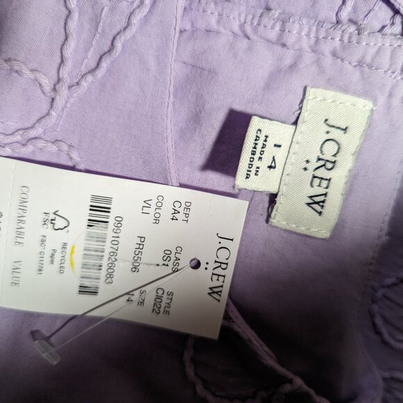 NWT J. Crew Factory Eyelet Puff-Sleeve Mini Dress Women's Size 14 in Purple - Picture 7 of 7